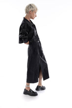 Load image into Gallery viewer, Metallic black denim skirt
