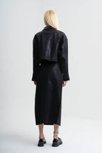 Load image into Gallery viewer, Metallic black denim skirt
